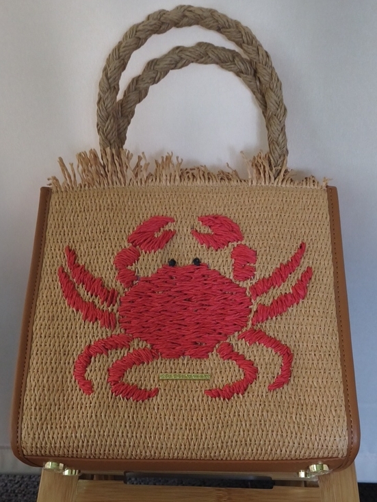 Spartina 449 Handbags - NWOT Spartina 449 Straw Tote with Red Crab Embroidery